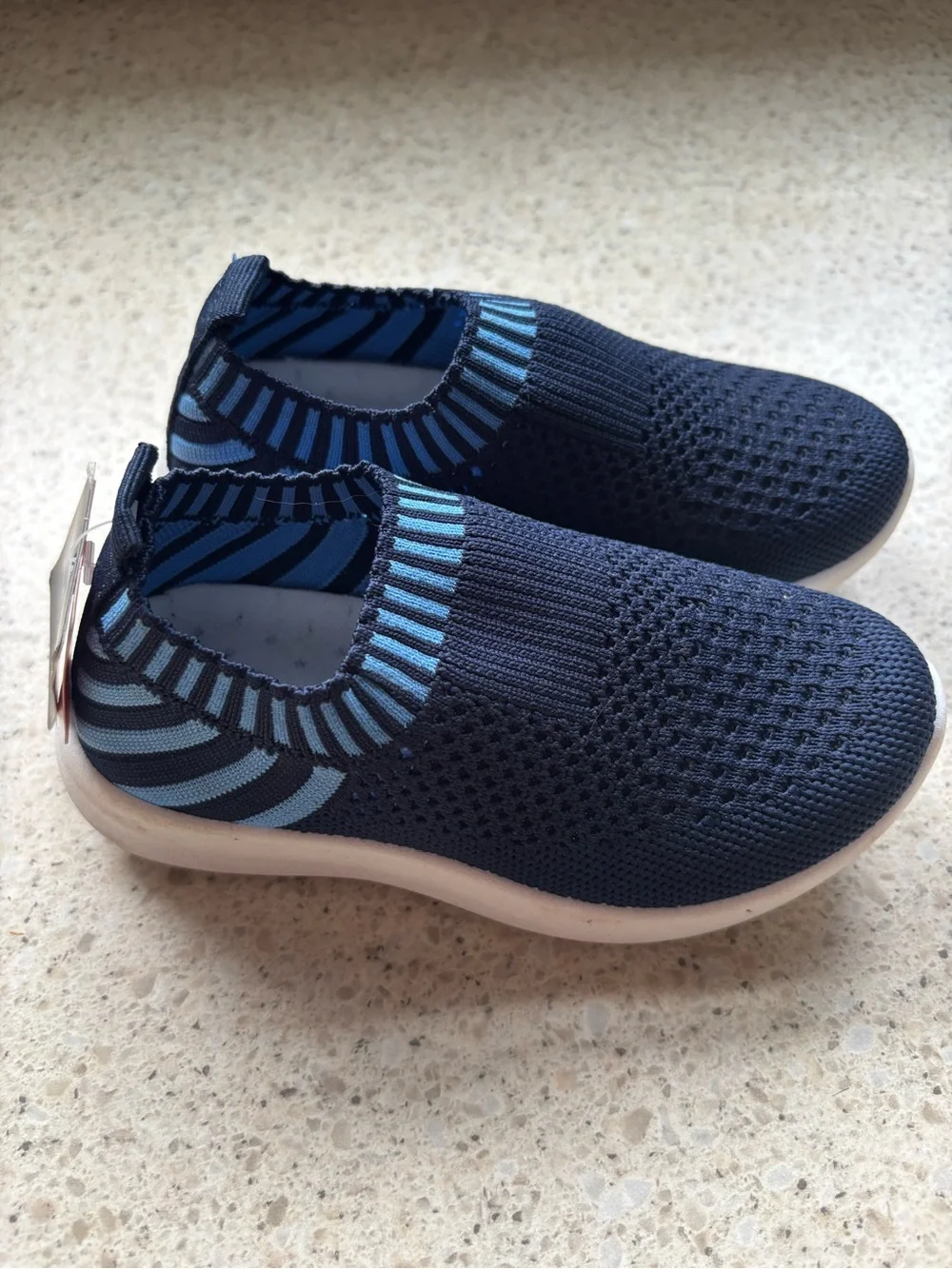 Kids Shoes Navy & Light Blue Slip-On Knit Sneakers for Kids - Size 26